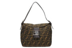 Fendi Mamma Baguette Bag Zucca Pattern Brown Canvas Leather Silver