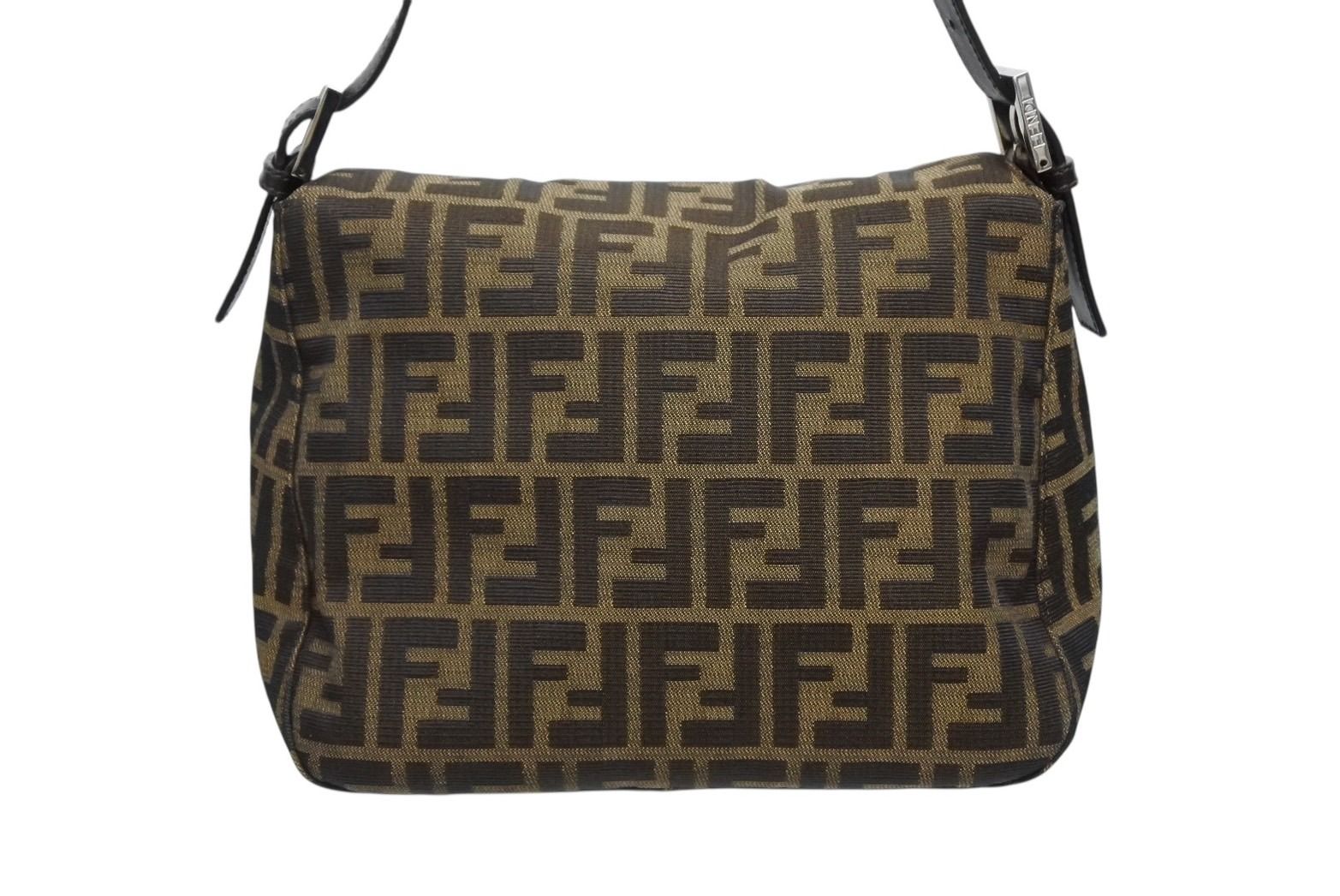 Fendi Mamma Baguette Bag Zucca Pattern Brown Canvas Leather Silver — view 3