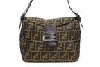 Fendi Mamma Baguette Bag Zucca Pattern Brown Canvas Leather Silver — view 2