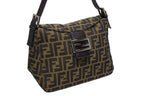 Fendi Mamma Baguette Bag Zucca Pattern Brown Canvas Leather Silver — view 4