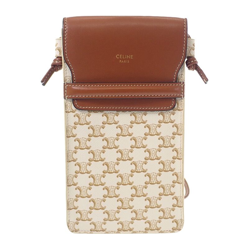 Celine Mobile Pouch 10 G332 cqd Shoulder Bag Phone Lambskin Triomphe Canvas — view 3