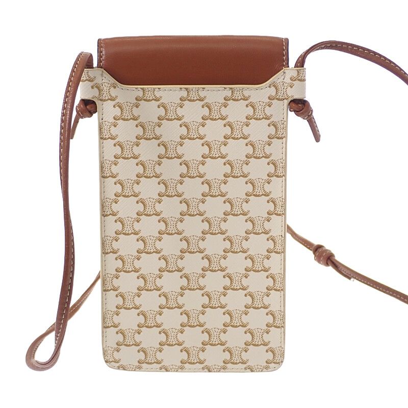 Celine Mobile Pouch 10 G332 cqd Shoulder Bag Phone Lambskin Triomphe Canvas — view 4