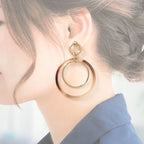 Hermes Amulet Duo Earrings Metal Buffalo Horn Brown Gold — view 9