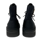 Chanel Boots Short Shoes Fabric Black Gold Quilted Coco Mark Lace Up — view 5