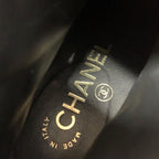 Chanel Boots Short Shoes Fabric Black Gold Quilted Coco Mark Lace Up — view 7