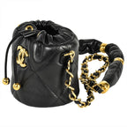 Chanel Quilted Mini Chain Pouch Shoulder Bag Lamb Skin Ap2330 Black — view 2