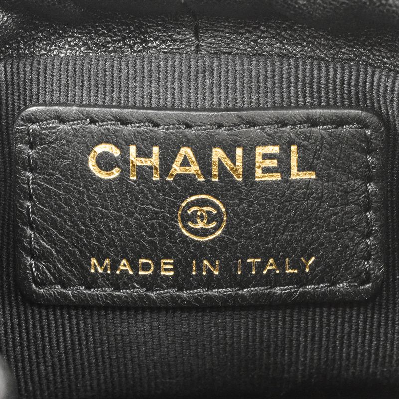 Chanel Quilted Mini Chain Pouch Shoulder Bag Lamb Skin Ap2330 Black — view 6