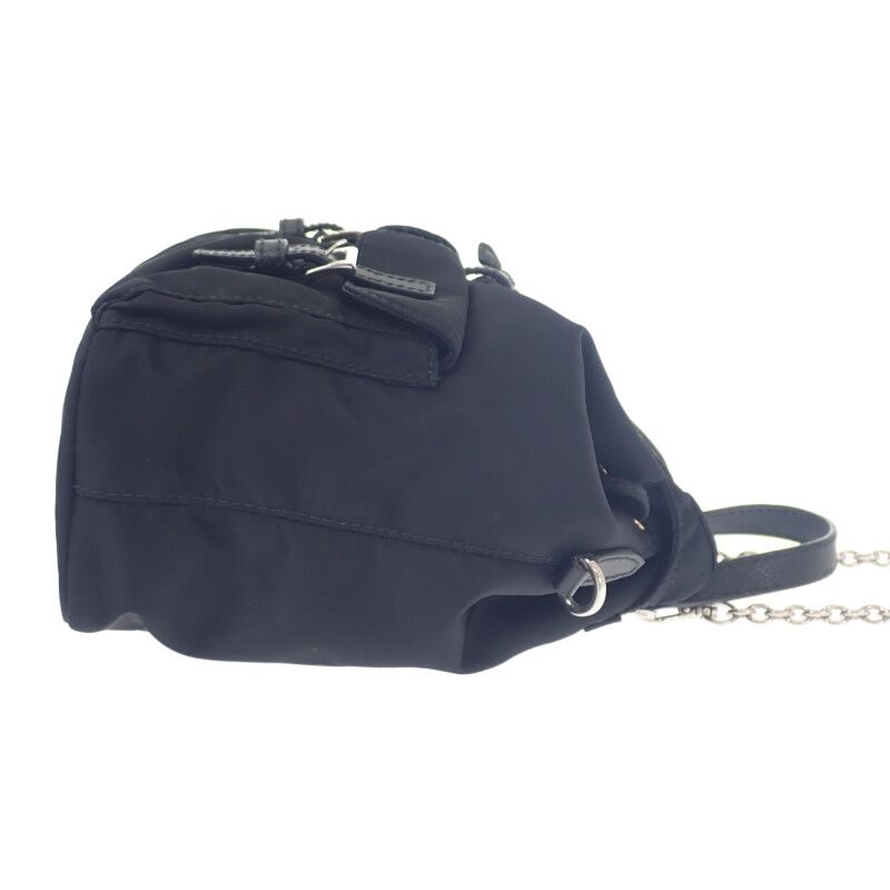 Prada Mini Backpack 1 Bh029 Shoulder Bag 2-Way Linylon Saffiano Black Silver — view 3