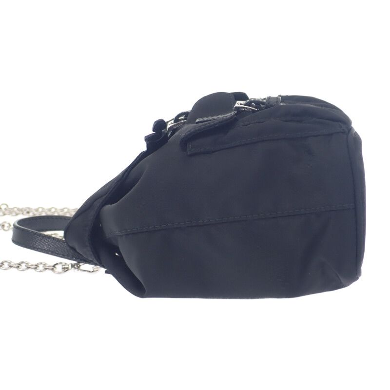 Prada Mini Backpack 1 Bh029 Shoulder Bag 2-Way Linylon Saffiano Black Silver — view 4