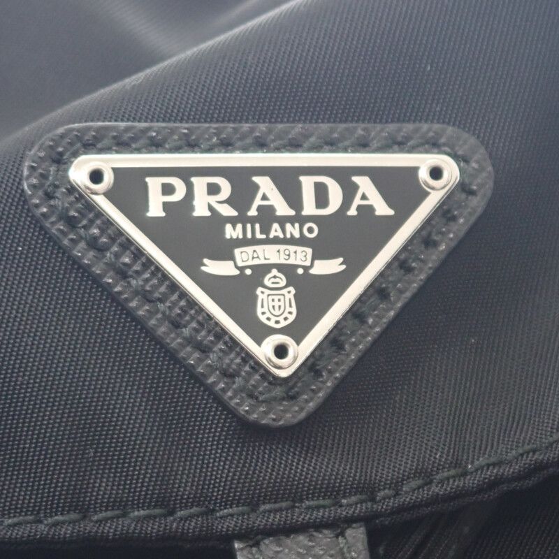 Prada Mini Backpack 1 Bh029 Shoulder Bag 2-Way Linylon Saffiano Black Silver — view 6