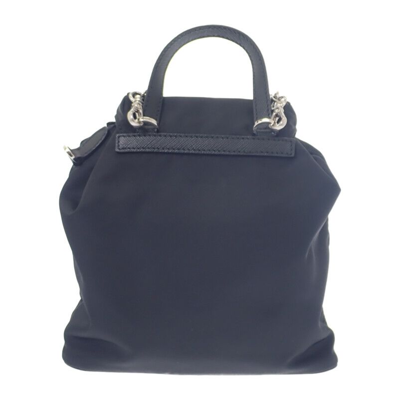 Prada Mini Backpack 1 Bh029 Shoulder Bag 2-Way Linylon Saffiano Black Silver — view 2