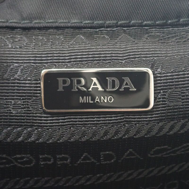 Prada Mini Backpack 1 Bh029 Shoulder Bag 2-Way Linylon Saffiano Black Silver — view 8