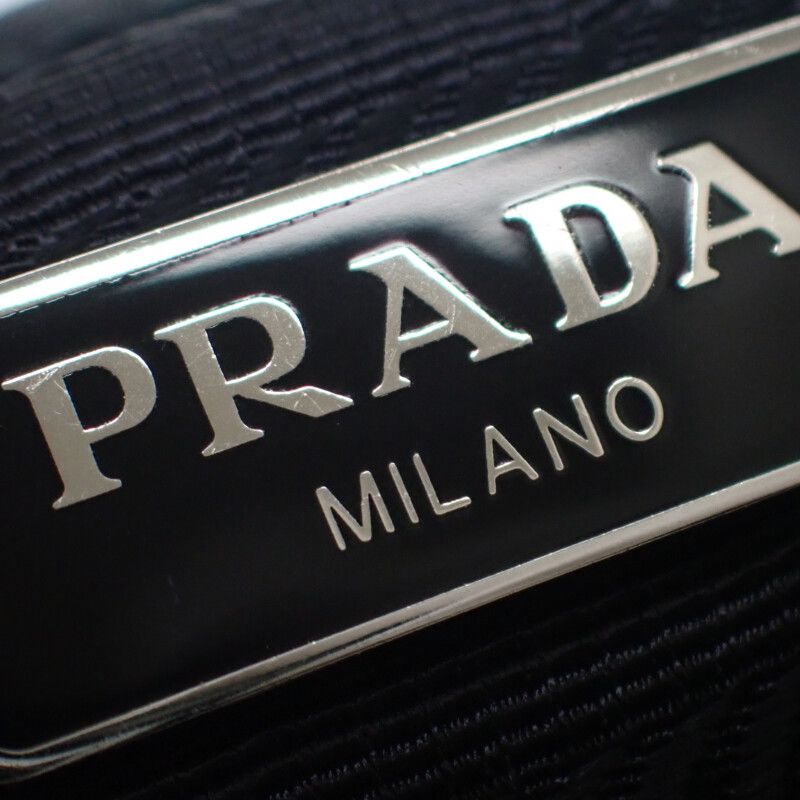 Prada Mini Backpack 1 Bh029 Shoulder Bag 2-Way Linylon Saffiano Black Silver — view 9