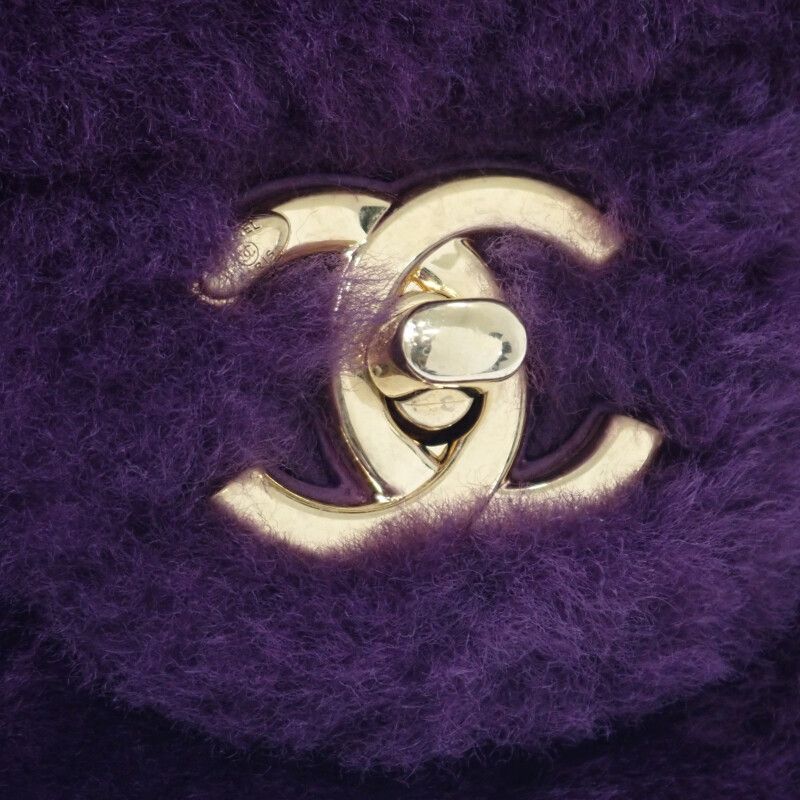 Chanel Sheer Ring Flap Bag As3354 Shoulder Lambskin Shearling Purple — view 6