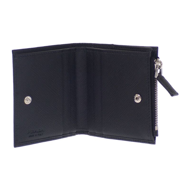 Prada Re-nylon Card Case 2 Ml049 Dmh f0002 Fold Wallet Saffiano Black Silver — view 7