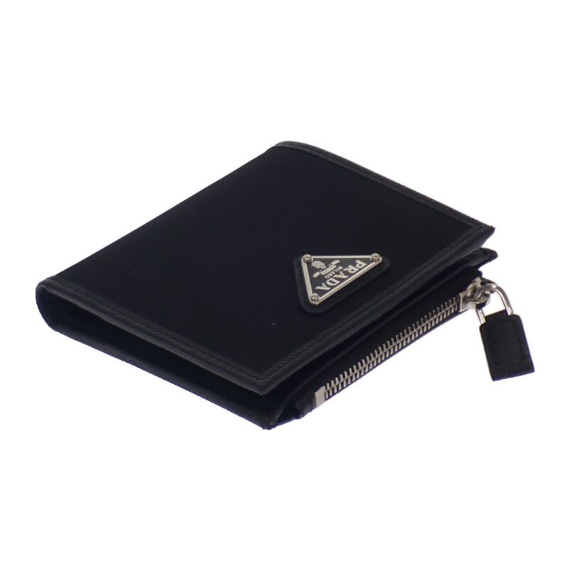 Prada Re-nylon Card Case 2 Ml049 Dmh f0002 Fold Wallet Saffiano Black Silver — view 5