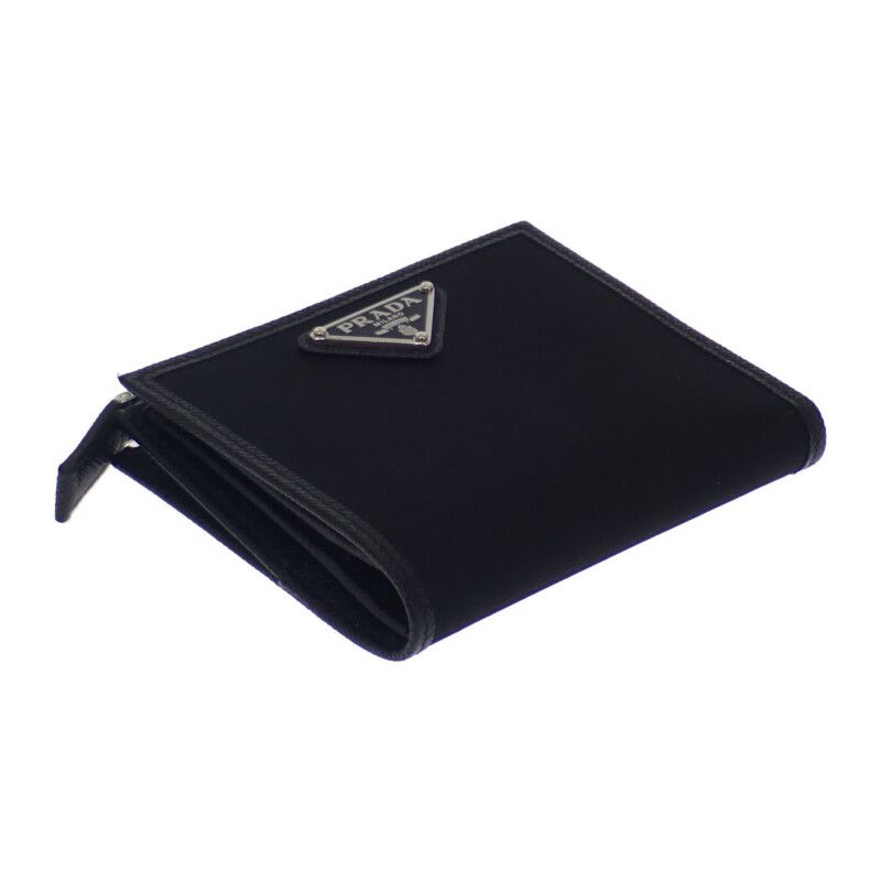 Prada Re-nylon Card Case 2 Ml049 Dmh f0002 Fold Wallet Saffiano Black Silver — view 4
