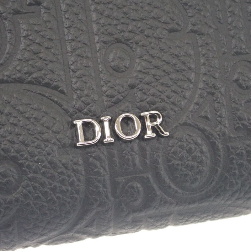 Christian Dior Gravity Zip 2 Flg h00 N Coin Case Calf Black Silver — view 6