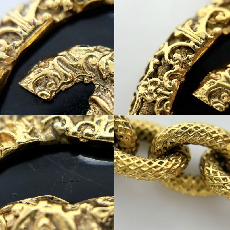 Chanel Necklace Coco Lava Magma Long Gold GP 93 A Black — view 7