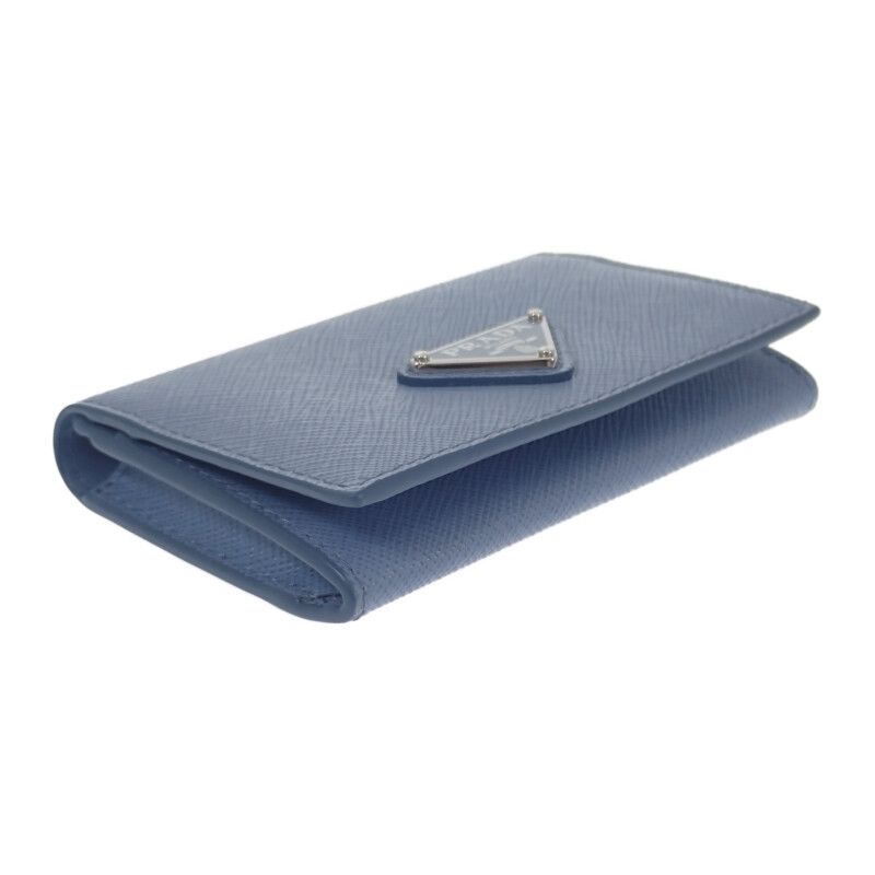 Prada Saffiano Triangle 1 Mc110 qhh f0 ozx Card Case Light Blue Silver — view 4