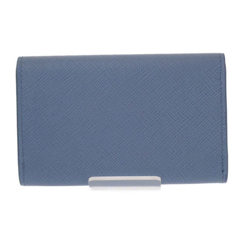 Prada Saffiano Triangle 1 Mc110 qhh f0 ozx Card Case Light Blue Silver — view 3