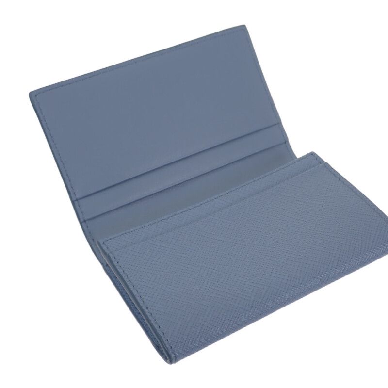 Prada Saffiano Triangle 1 Mc110 qhh f0 ozx Card Case Light Blue Silver — view 5
