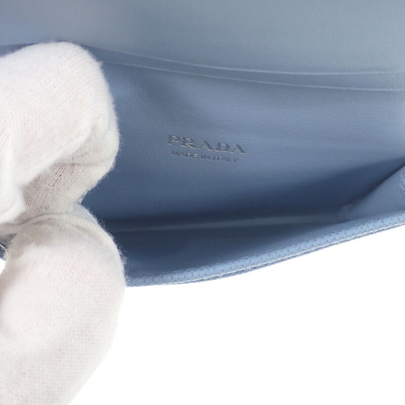 Prada Saffiano Triangle 1 Mc110 qhh f0 ozx Card Case Light Blue Silver — view 6