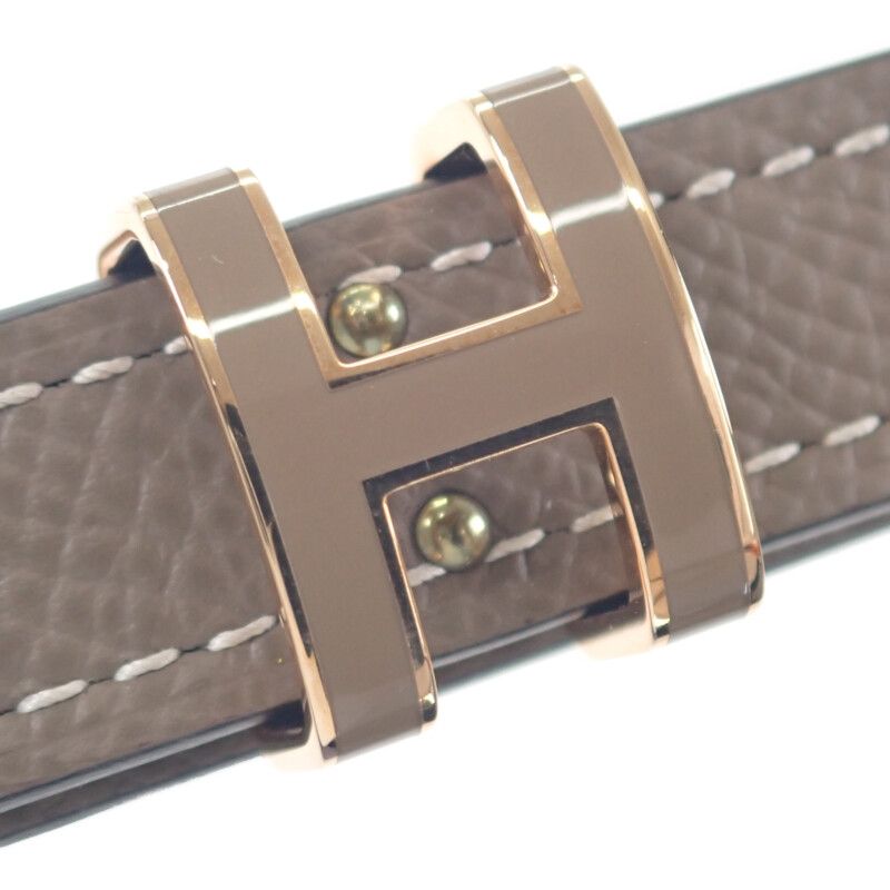Hermes Pop H 15 Belt Vaux Epson Etoupe Brown Pink Gold Hardware — view 3
