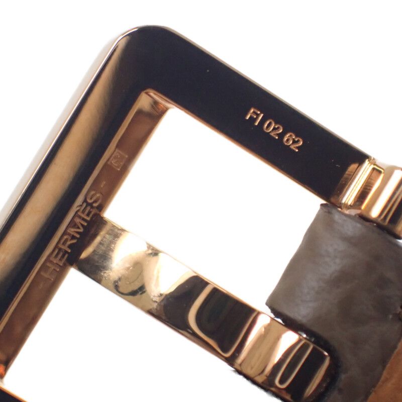 Hermes Pop H 15 Belt Vaux Epson Etoupe Brown Pink Gold Hardware — view 9