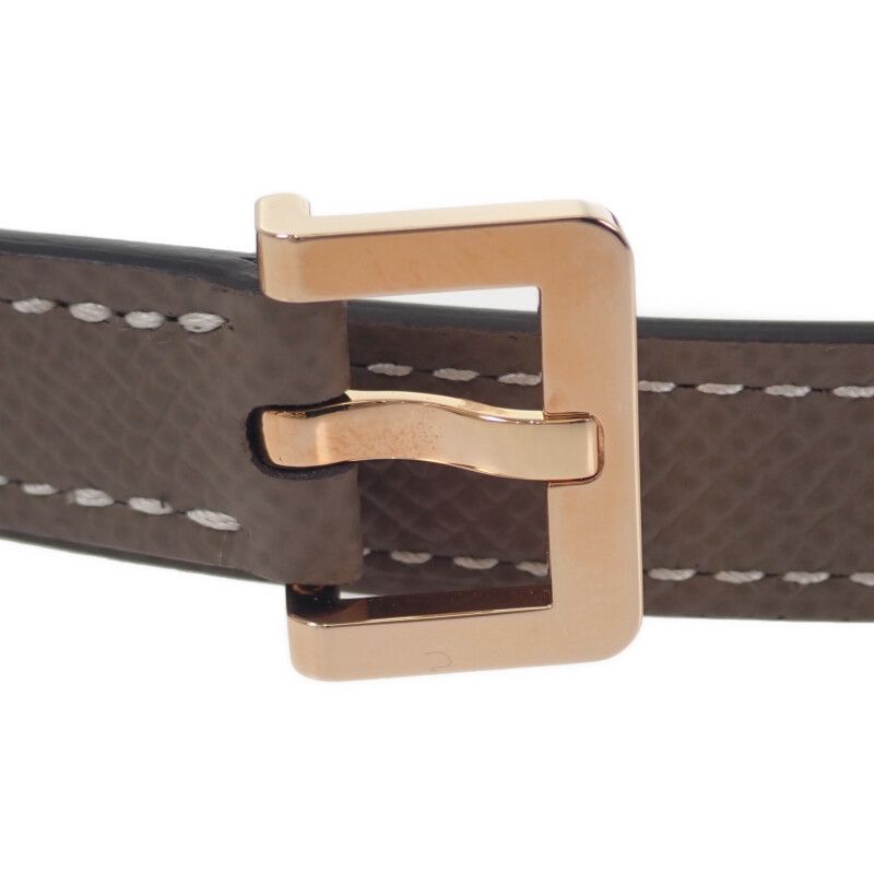 Hermes Pop H 15 Belt Vaux Epson Etoupe Brown Pink Gold Hardware — view 4