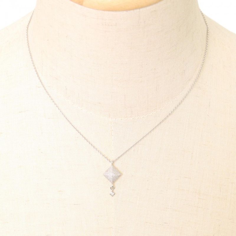 Hermes Necklace Medallion Pendant Jewelry With Adjuster 18K Gold 750 WG