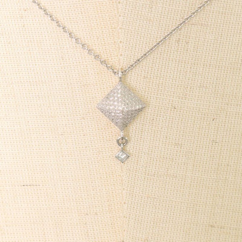 Hermes Necklace Medallion Pendant Jewelry With Adjuster 18K Gold 750 WG