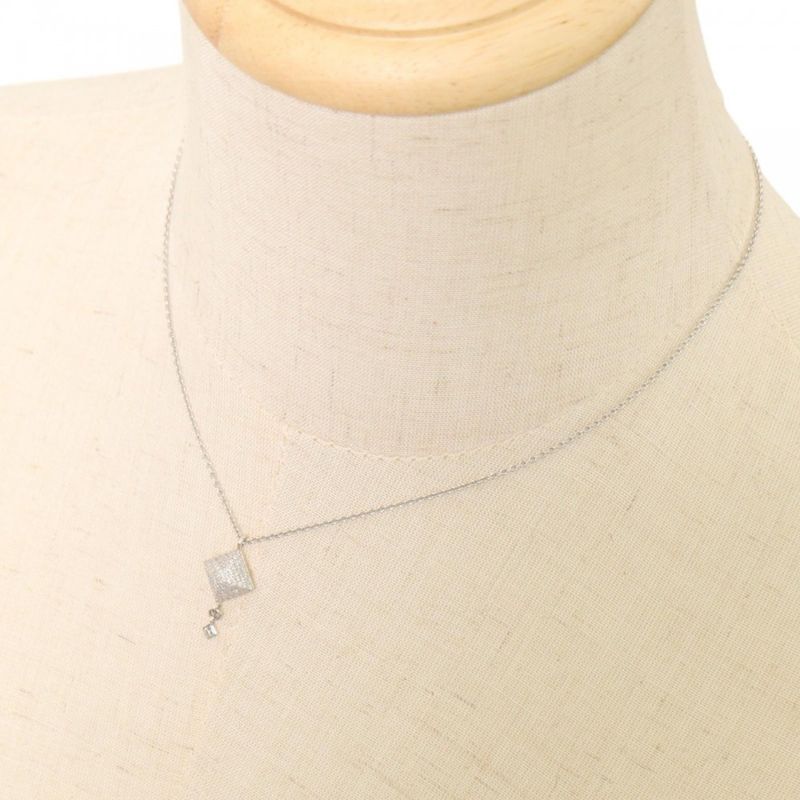 Hermes Necklace Medallion Pendant Jewelry With Adjuster 18K Gold 750 WG