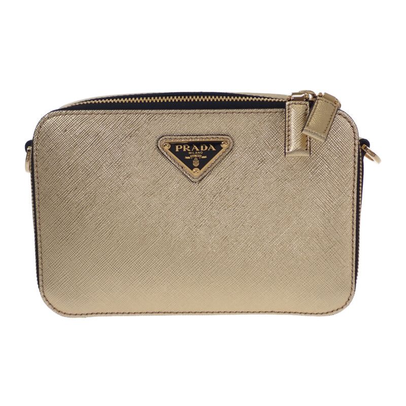 Prada Brick 2 Vh070 Shoulder Bag Leather Gold Hardware Men — view 2