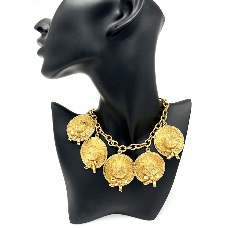 Chanel Necklace Hat Motif Straw Accessories Vintage GP