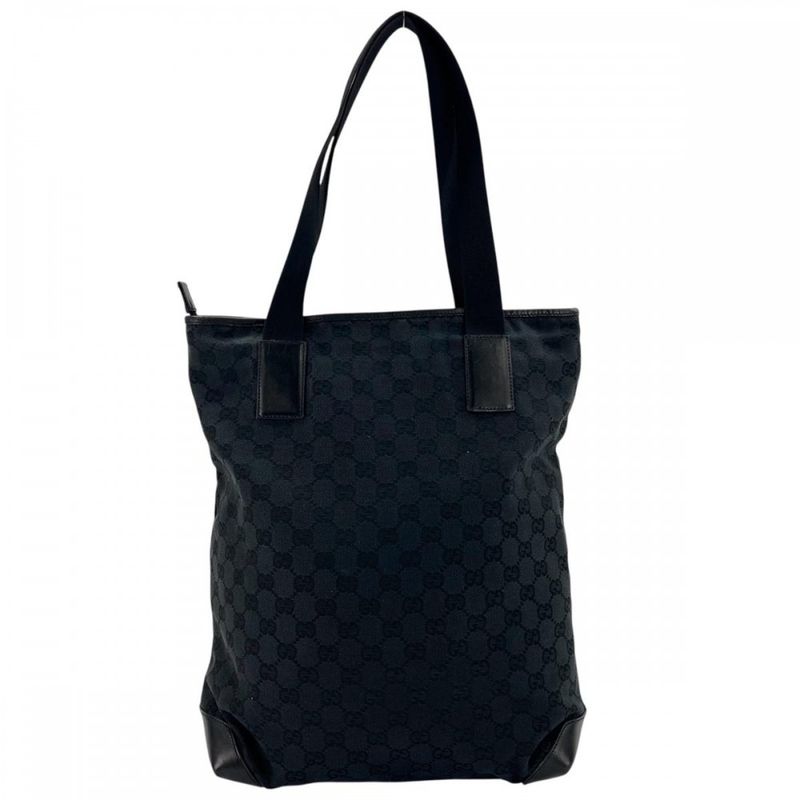 Gucci Tote Handbag Shoulder GG 019/0481 Black Silver Hardware — view 2
