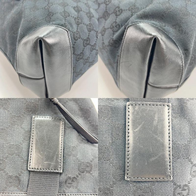 Gucci Tote Handbag Shoulder GG 019/0481 Black Silver Hardware — view 8