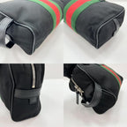 Gucci Clutch Bag Pouch Sherry Line Nylon Black Silver — view 7