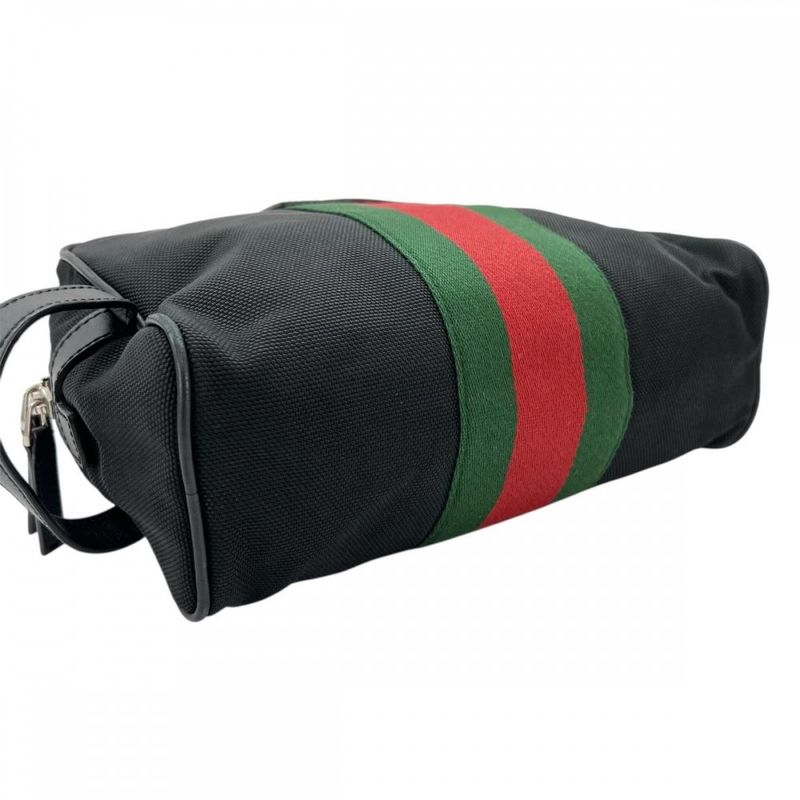 Gucci Clutch Bag Pouch Sherry Line Nylon Black Silver — view 4