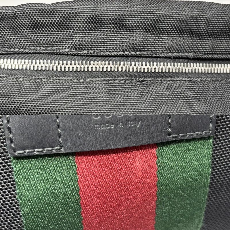 Gucci Clutch Bag Pouch Sherry Line Nylon Black Silver