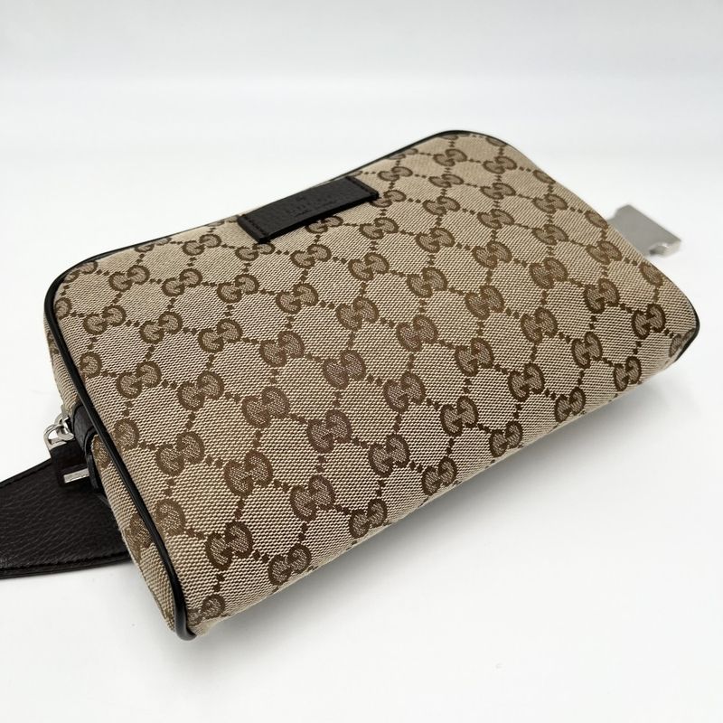 Gucci Waist Bag Pouch Body GG Canvas Leather Brown — view 3