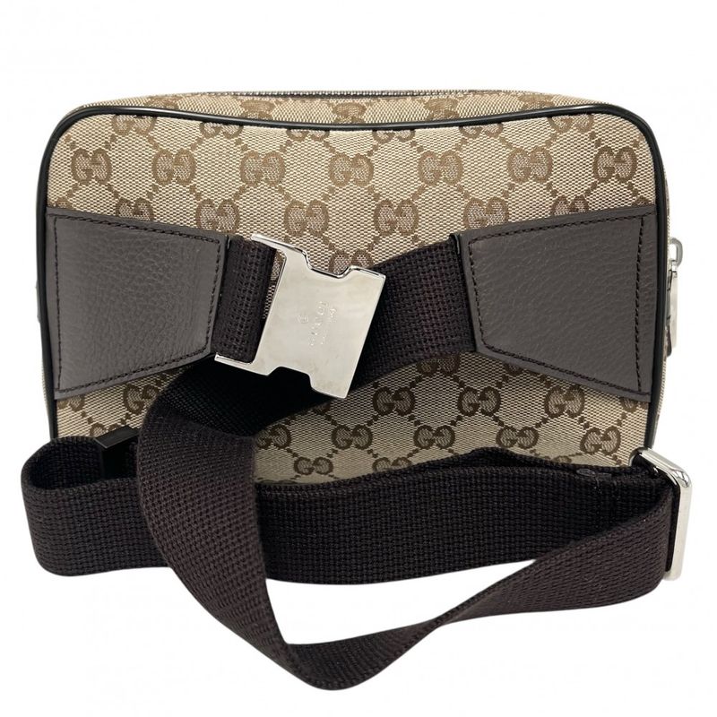 Gucci Waist Bag Pouch Body GG Canvas Leather Brown — view 2