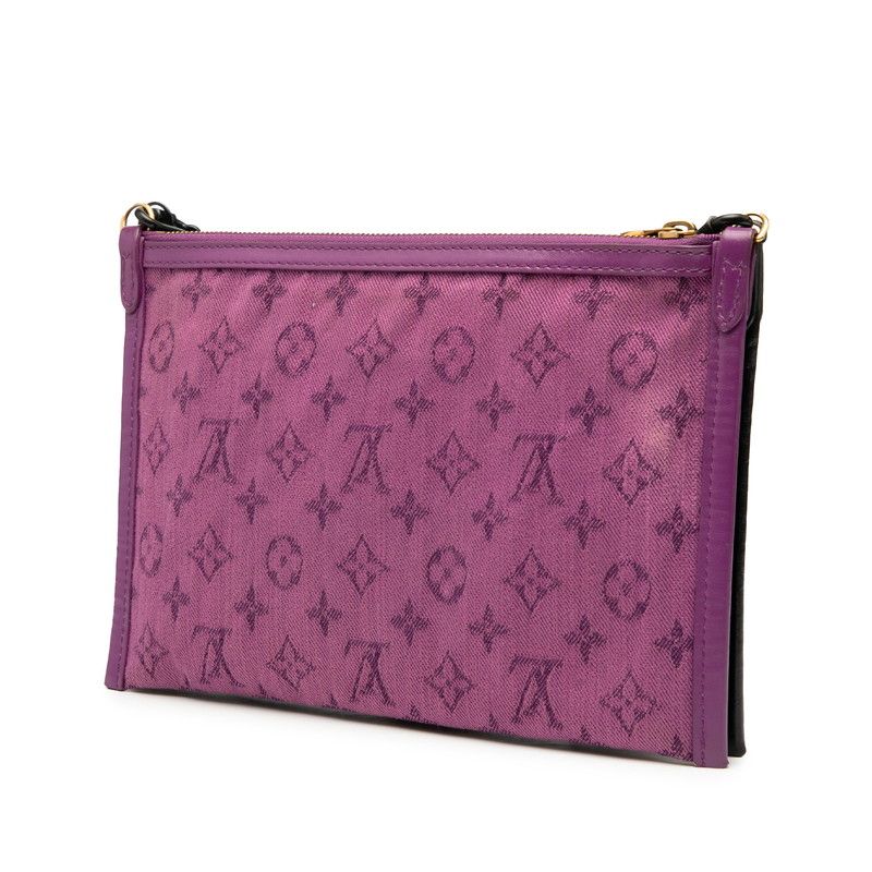 Louis Vuitton Monogram Flat Messenger Chain Shoulder Bag Brown Marron Purple — view 2