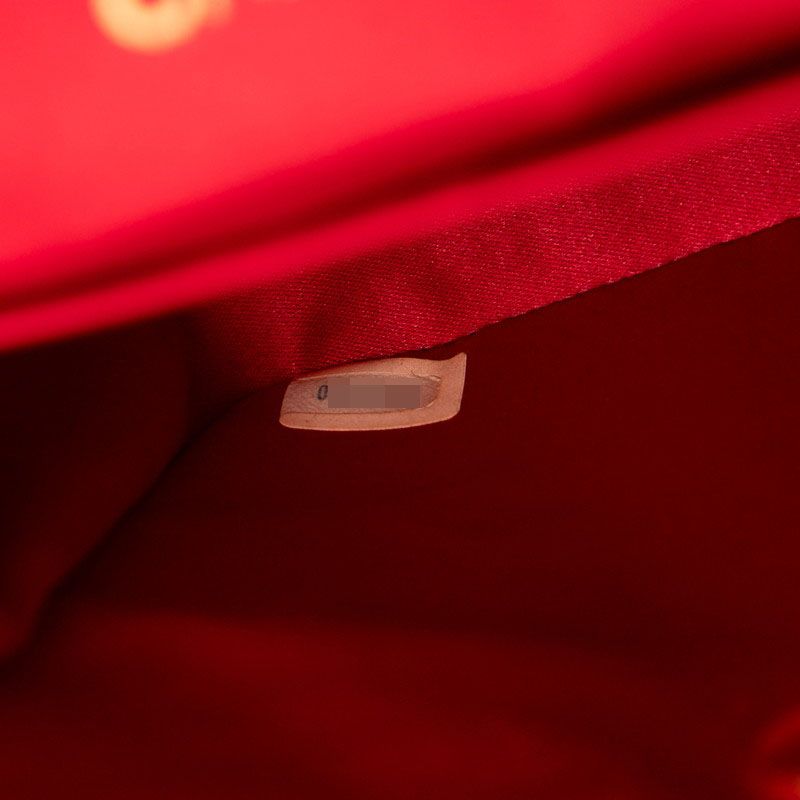 Chanel Quilted Chain Shoulder Bag Red Black Silk Satin — view 7