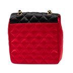 Chanel Quilted Chain Shoulder Bag Red Black Silk Satin — view 2