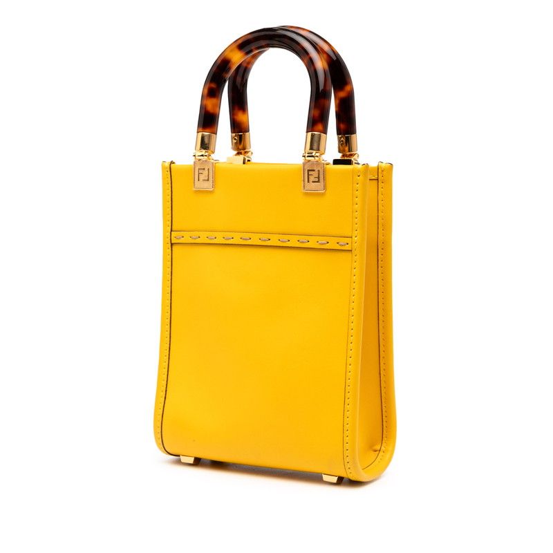Fendi Sunshine Shopper Mini Tote Bag 2-Way 8 Bs051 Yellow Brown — view 2