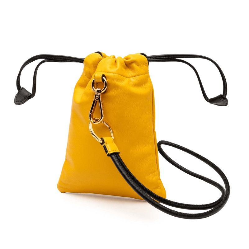 Fendi Logo Phone Pouch 7 Ar898 Yellow Leather — view 2