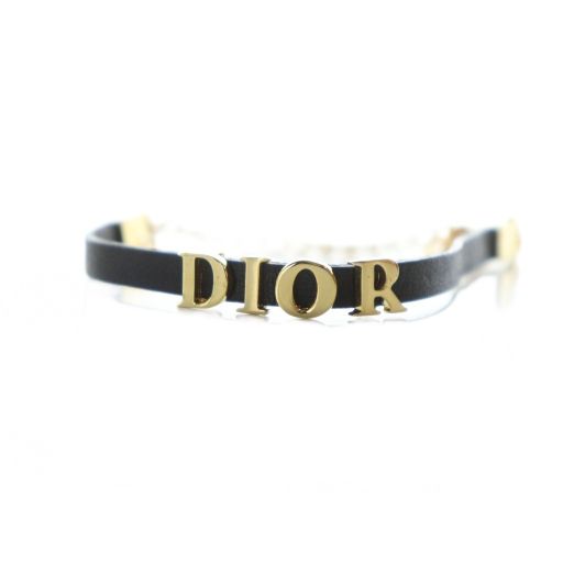 Christian Dior Bracelet Accessories Bangle Leather Logo Engraved Gold Color — view 5