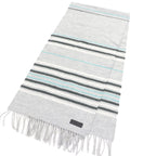 Hermes 100% Cashmere Logo Leather Patch Neolo Cabasol Striped Fringe Scarf — view 3
