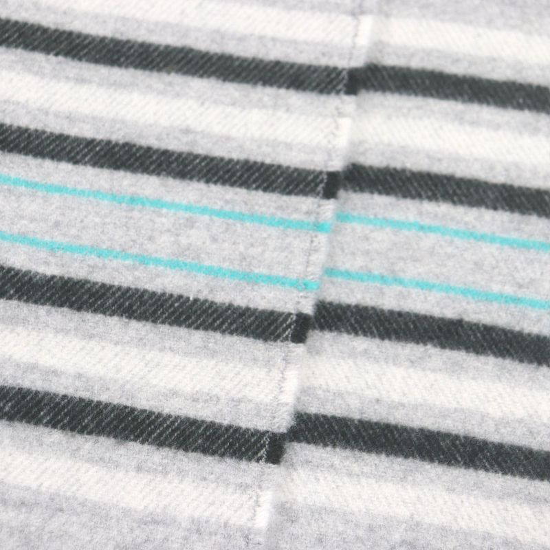 Hermes 100% Cashmere Logo Leather Patch Neolo Cabasol Striped Fringe Scarf — view 4